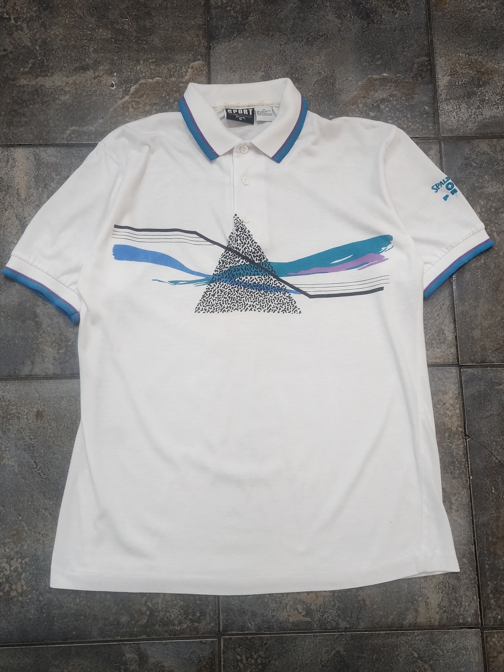 Vintage 90s Spalding Pro Sport Men's Medium Golf Tennis Preppy Polo Shirt